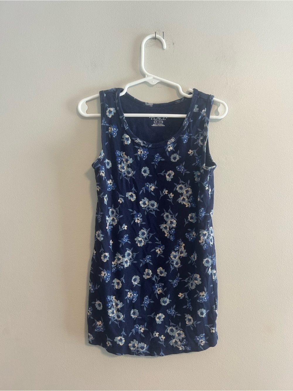 The children’s place girls 10/12 blue floral ribbed tank top